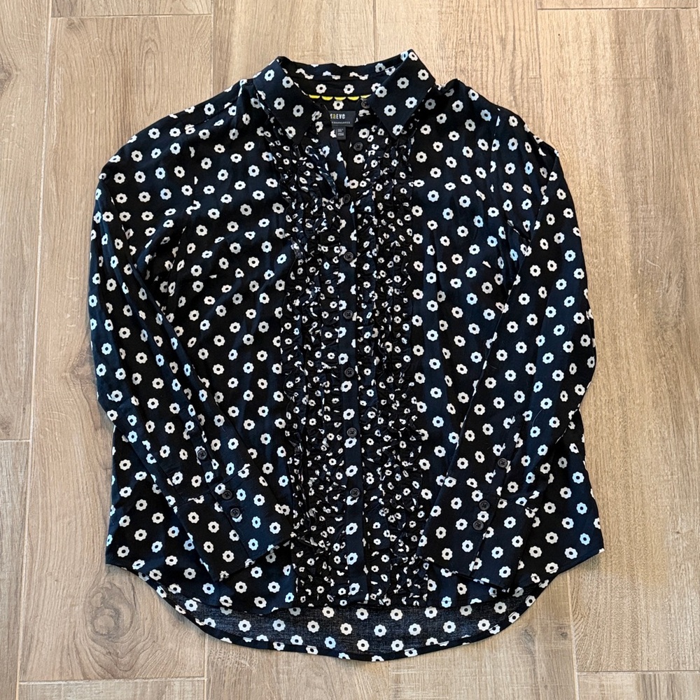Anthropologie Black and White Floral Blouse